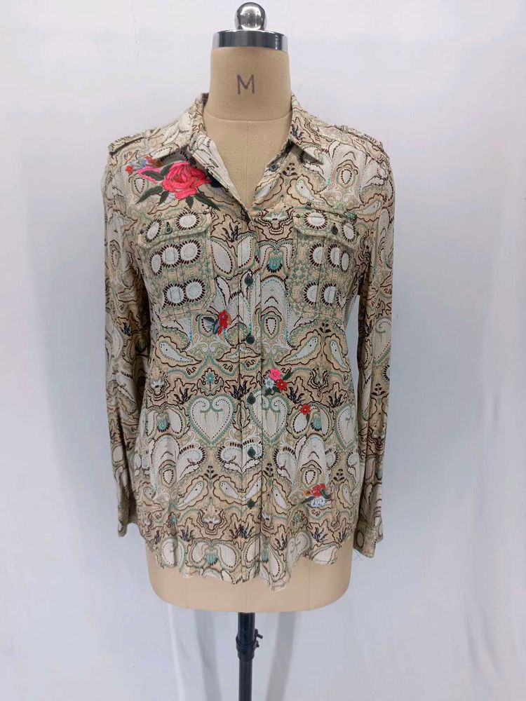 Embroidered Paisley Print Button-Up Shirt