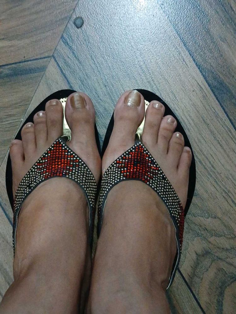 Sparkling Embellished Flip-Flops