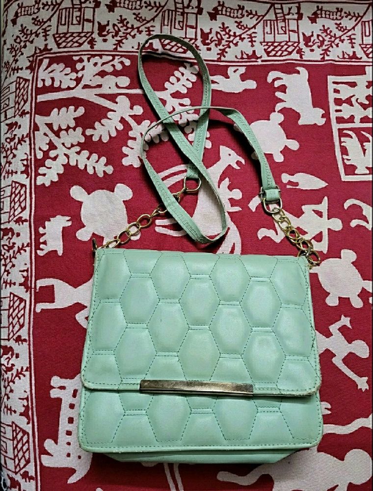 Mint Quilted Crossbody Bag