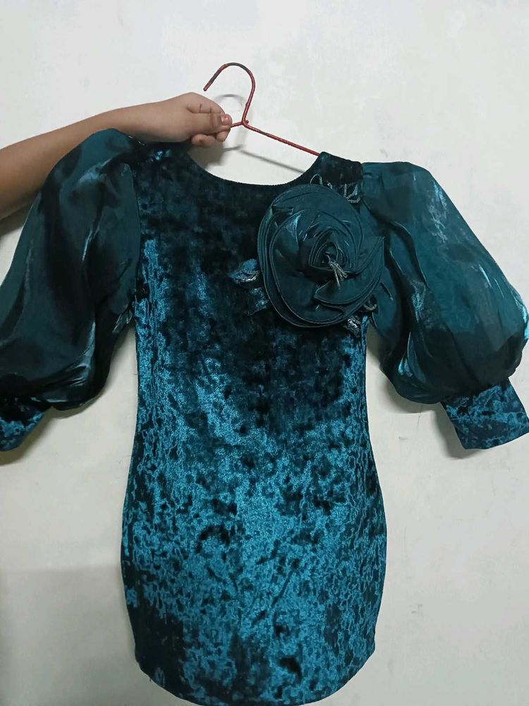 Velvet Teal middi dress