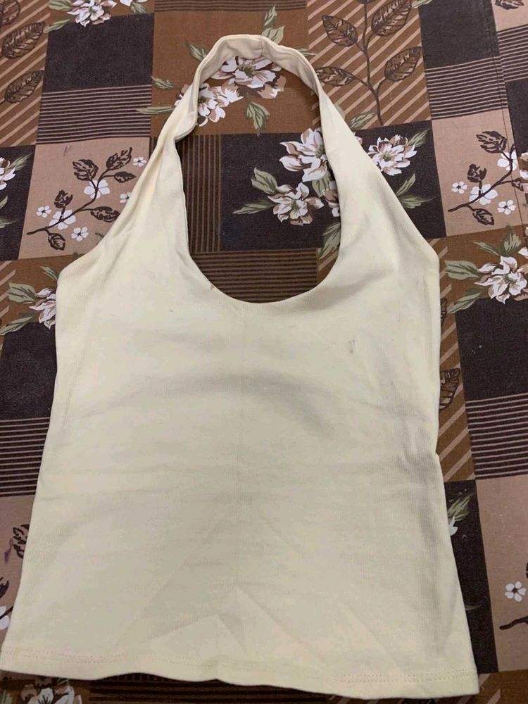 Butter yellow halter neck tank tkp