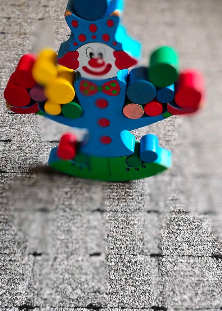 Vintage Wooden Balancing Clown Toy