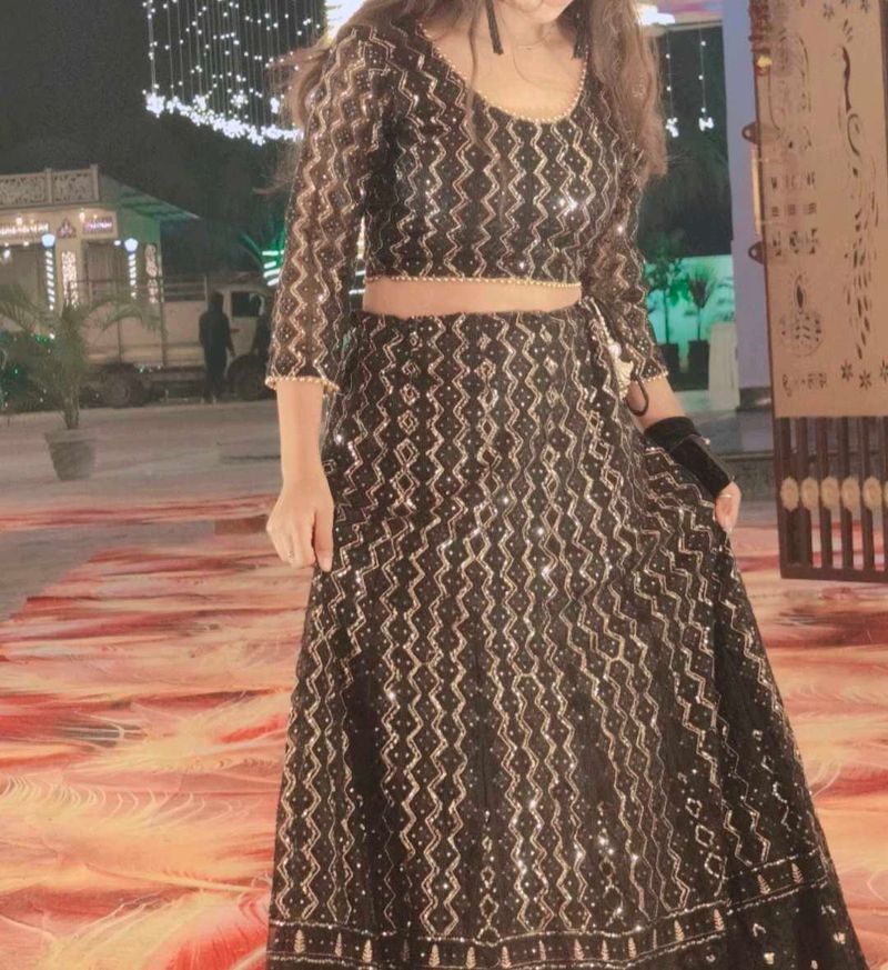 Sparkling Black &amp; Gold Lehenga Choli