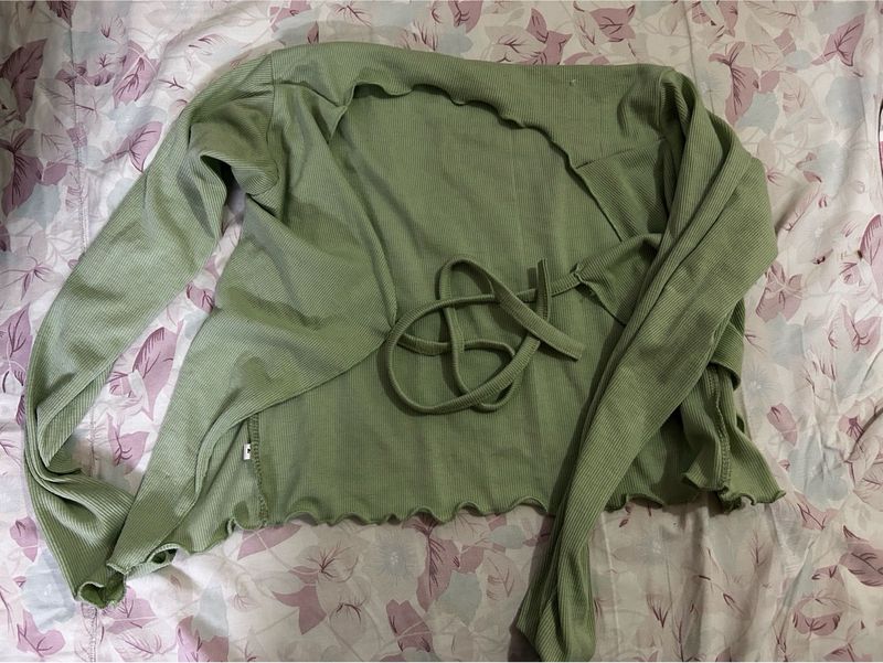 Sage Green Wrap Crop Top