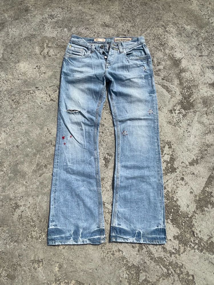 Distressed Light Wash Flare Jeans
