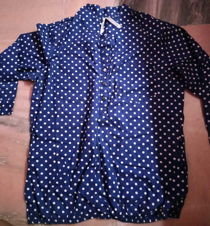 Blue Polka Dot Top