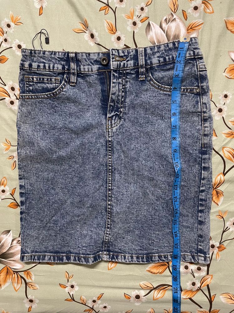 Acid Wash Denim Skirt