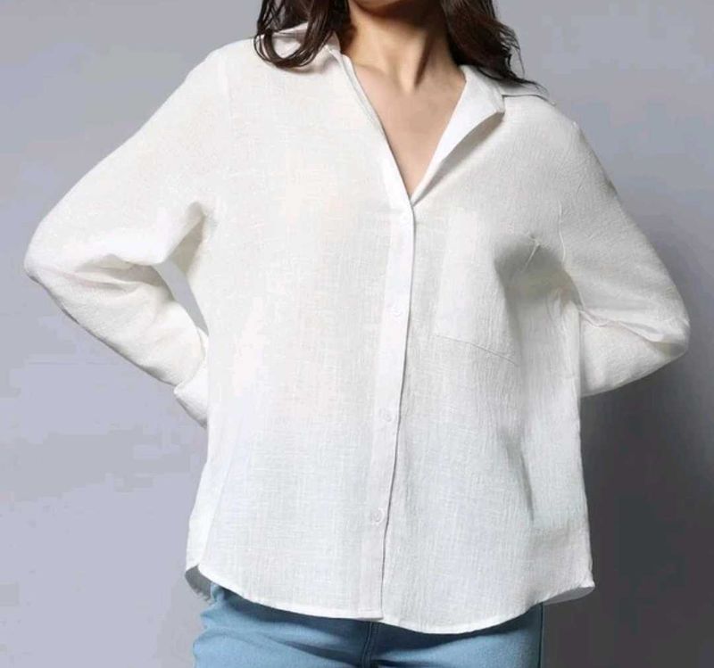 Classic White Linen Button-Down Shirt