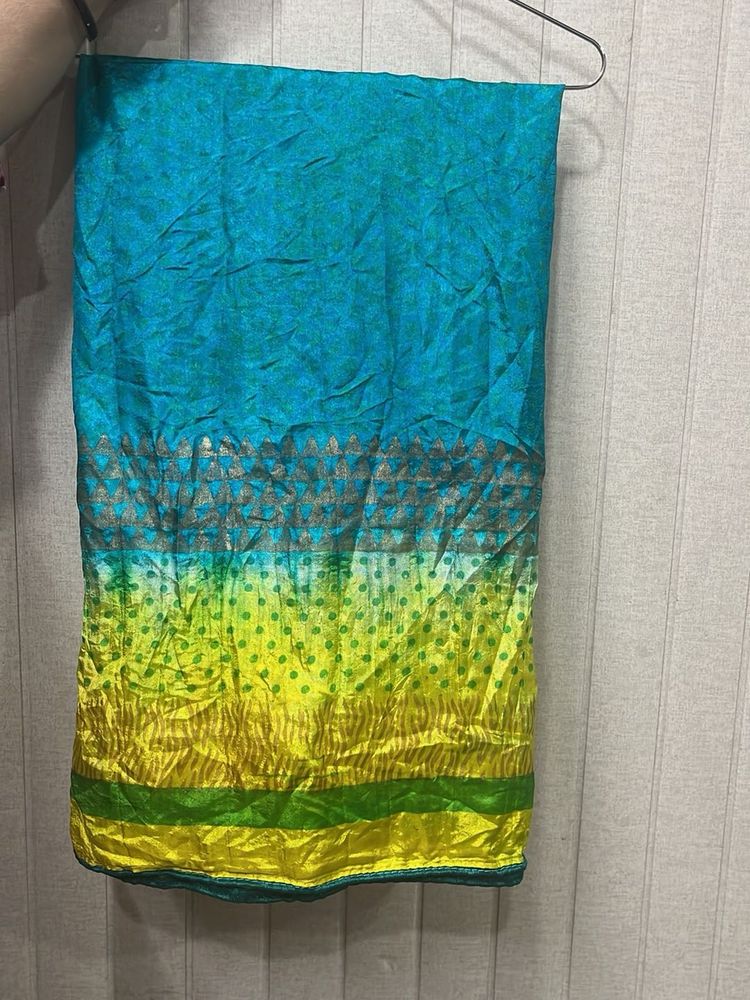Silk blue &amp; yellow dupatta