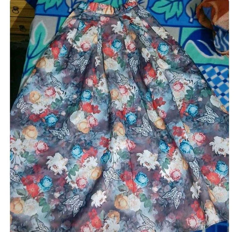Floral Print A-Line Skirt