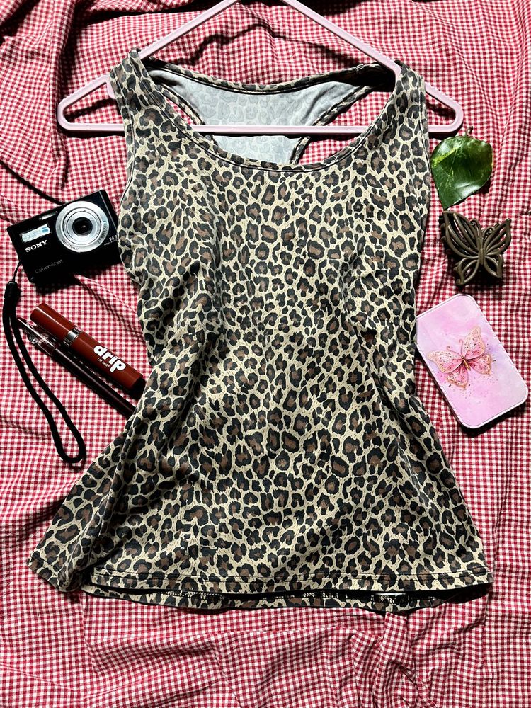 Leopard Print Racerback Tank Top