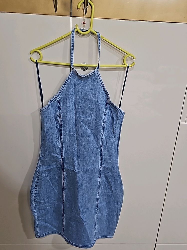 Halter Denim Short Dress