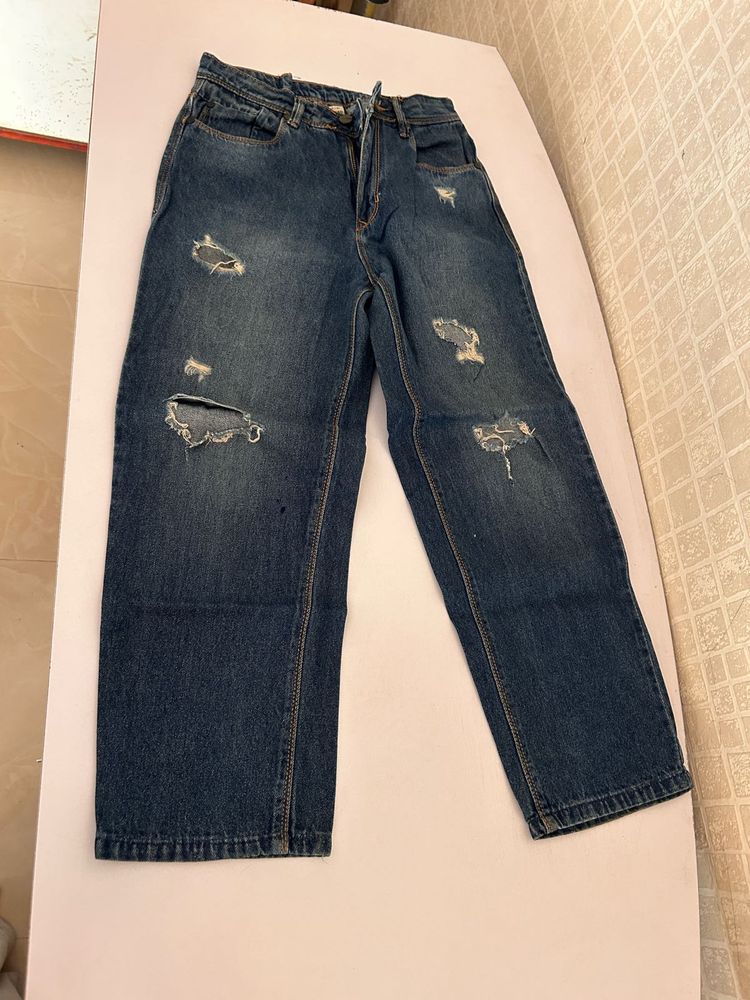 Stylish Blue Ripped Jeans