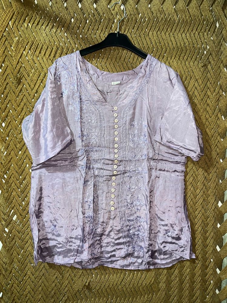 Light Purple Embroidered Short Kirti