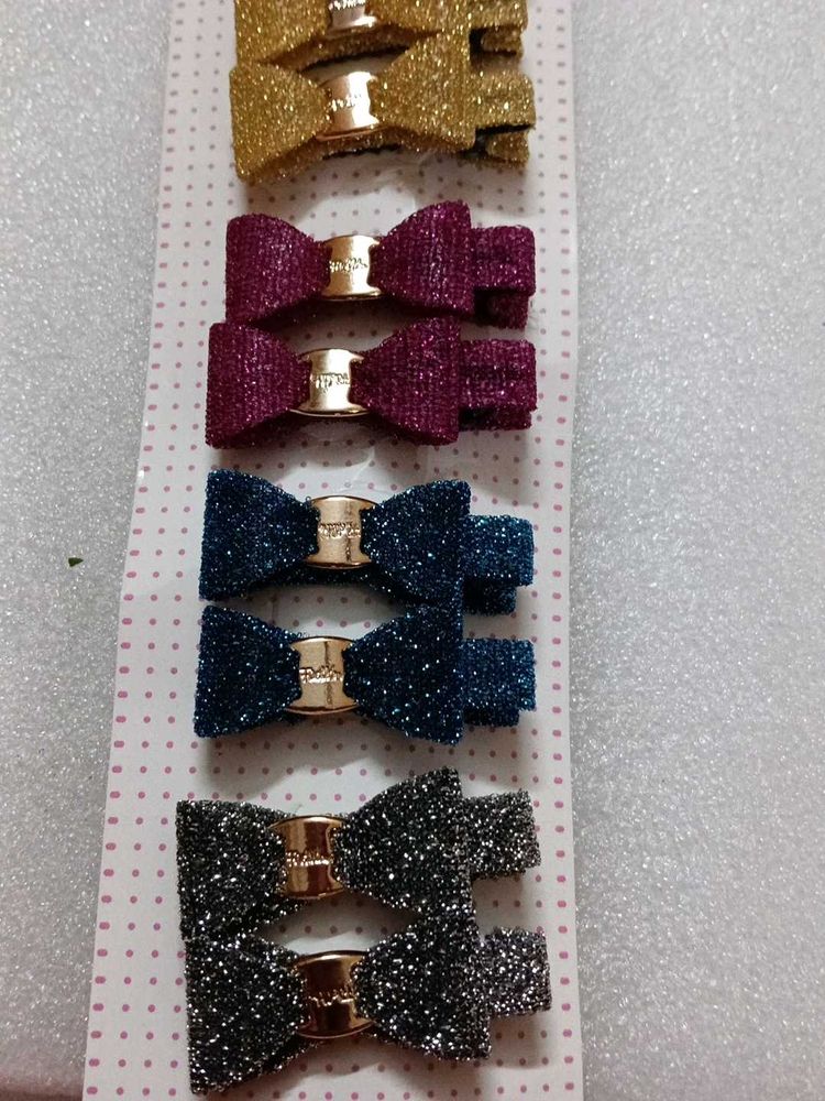 Sparkly Bow Hair Clips Set