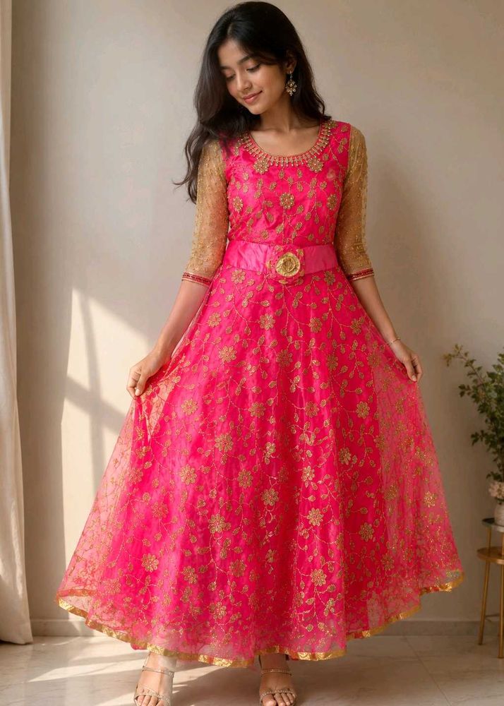 Stunning Pink Embroidered Gown