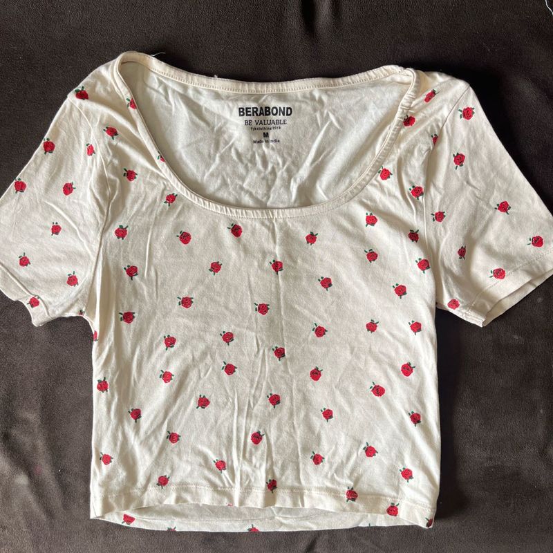 Rose Print Cropped Top