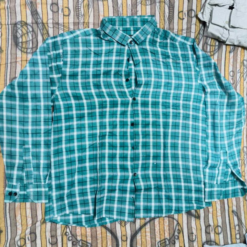 Men's Teal Plaid Long Sleeve Shirt