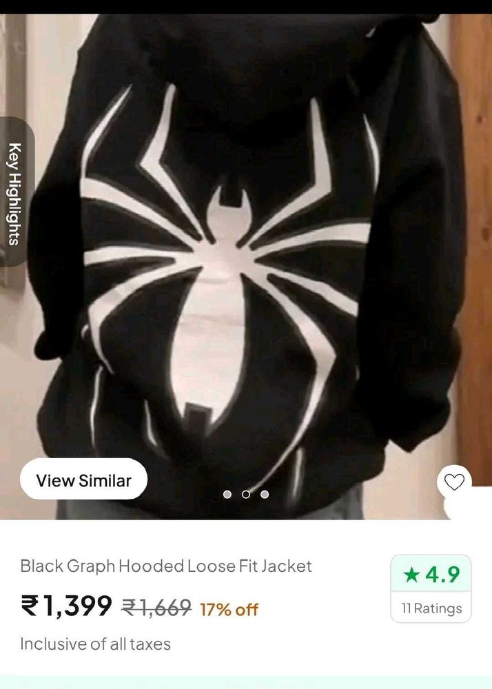 black graph hooded loose fit jacket