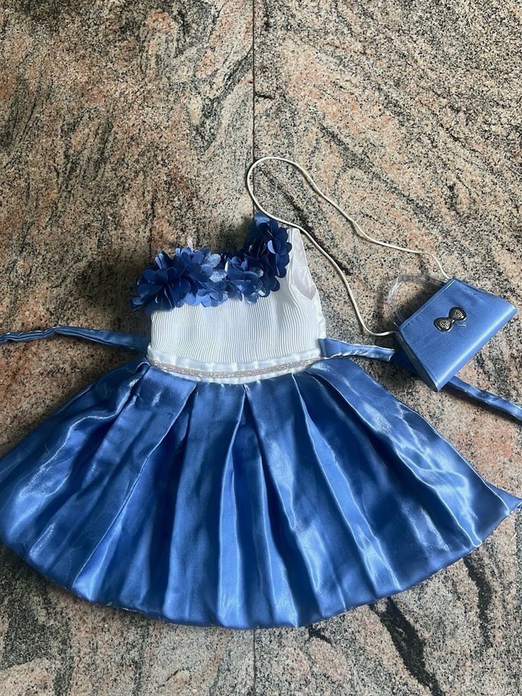 Blue Party Dress with Matching Bag