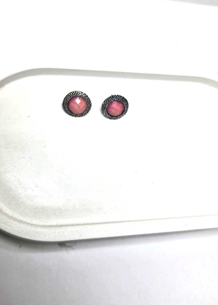 Chic Pink Stone Stud Earrings