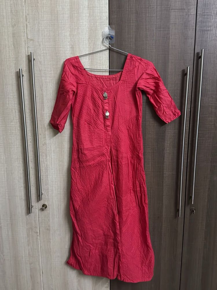 Pink Cotton Kurta