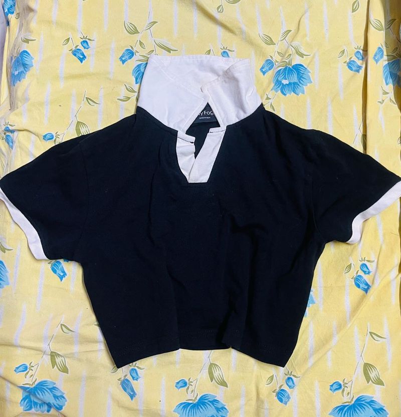 Black &amp; White Crop Top