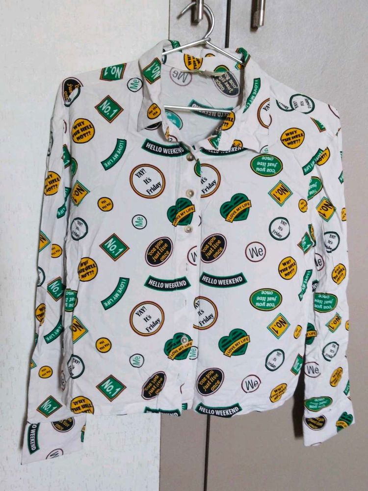 Patterned White Shirt