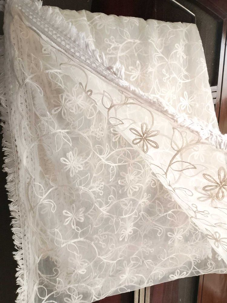 Floral Embroidered Soft Net Dupatta
