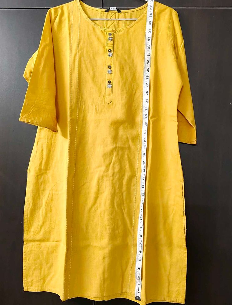 Vibrant Yellow Cotton Kurta