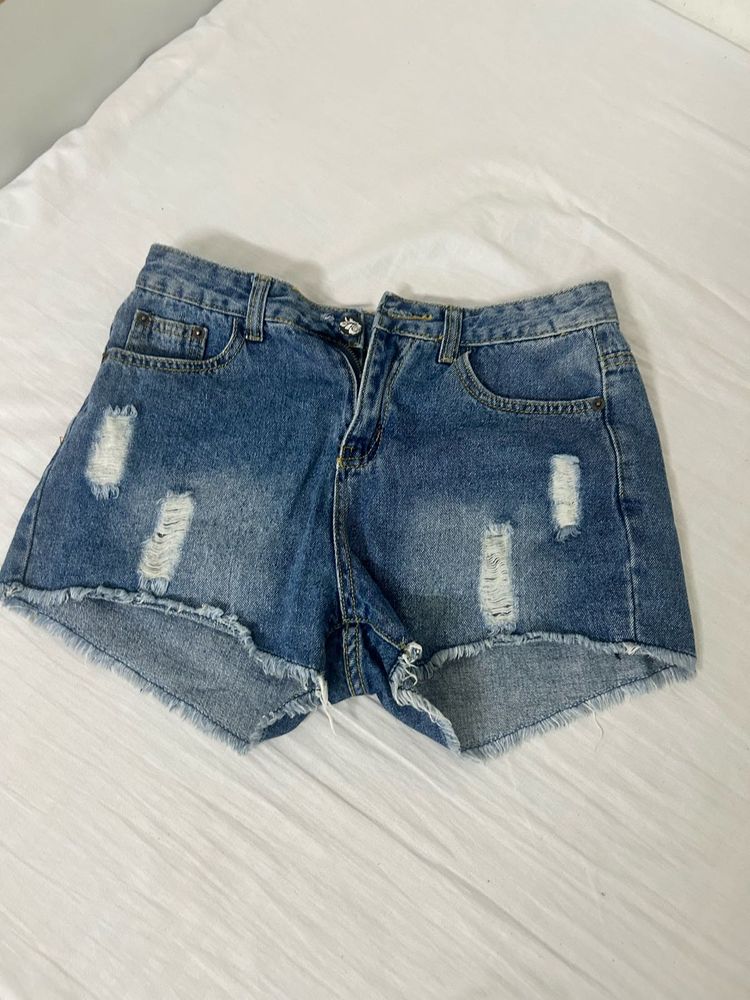 Distressed Denim Shorts
