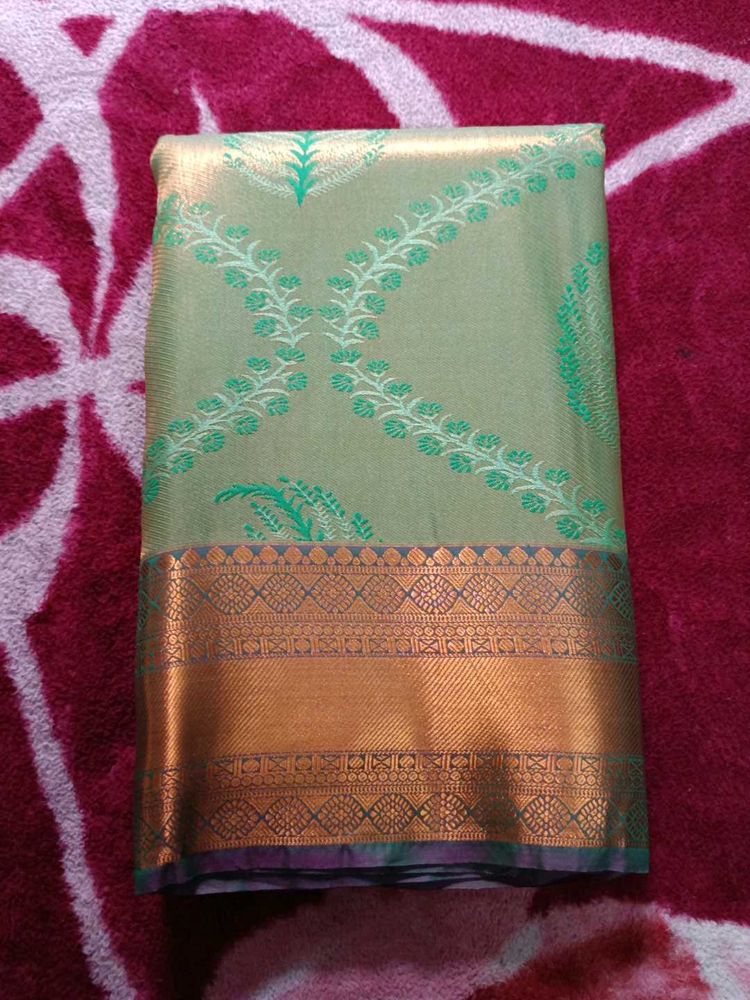 Elegant Green &amp; Gold Saree