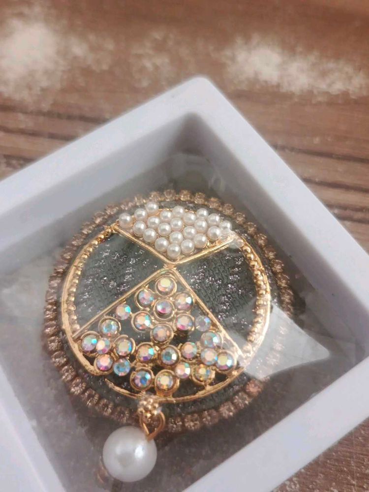 Designer Brooch with Pearls &amp; Crystals