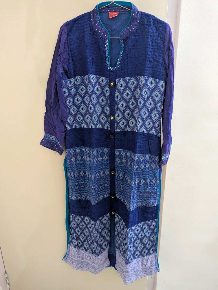 Blue Geometric Print Kurta