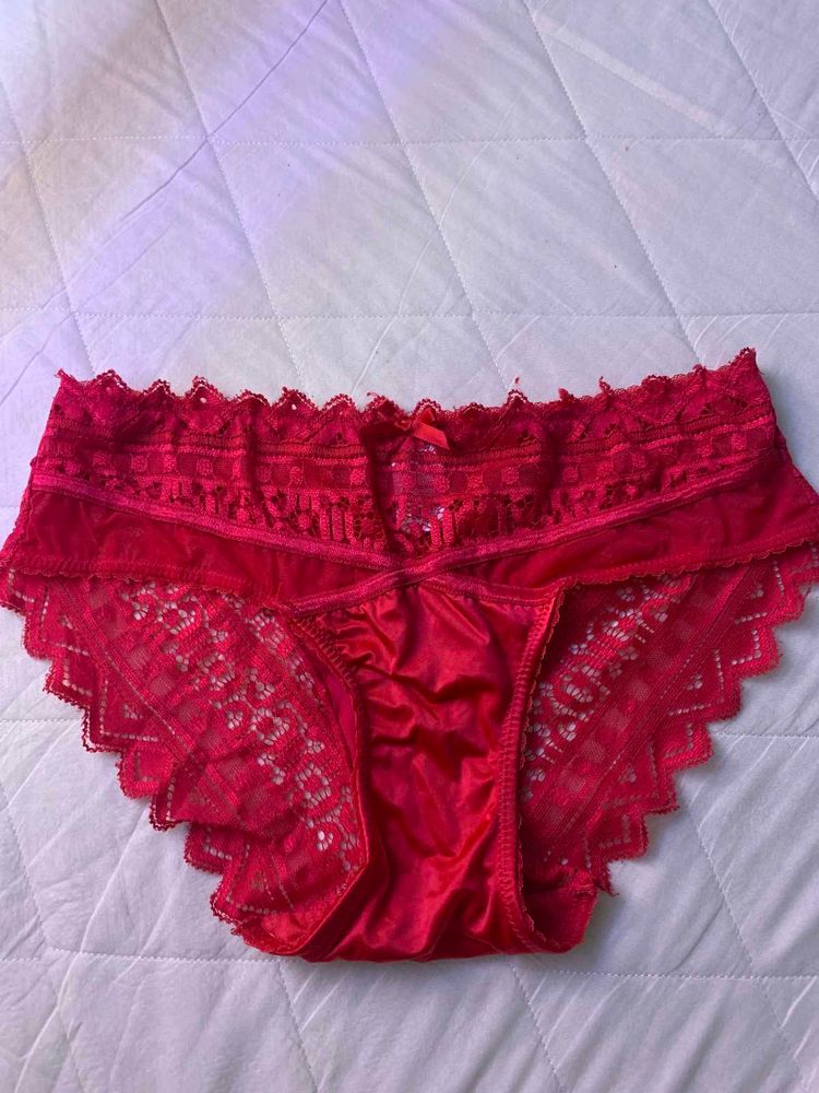 Red Lace Trim Briefs