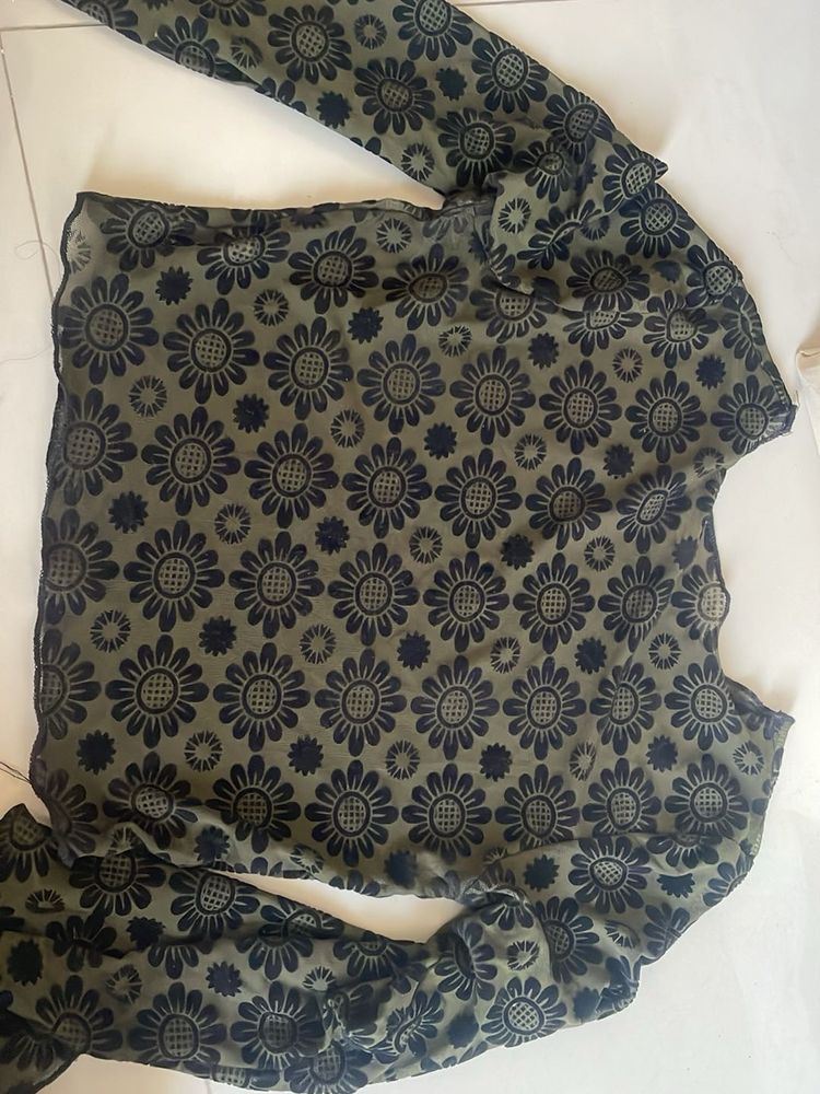 Chic Floral Print Long Sleeve Top