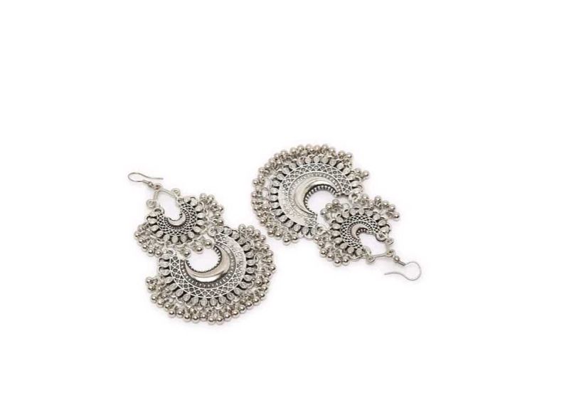 Oxidized Silver Jhumka Earrings