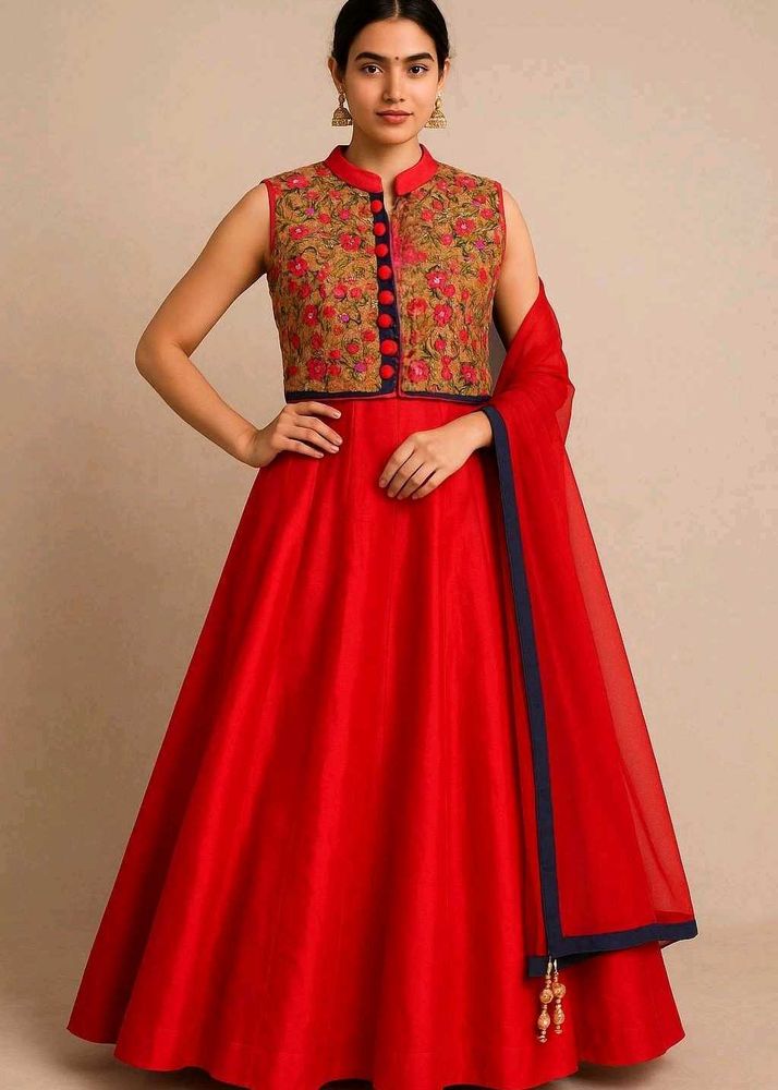 Elegant Red Embroidered Lehnga