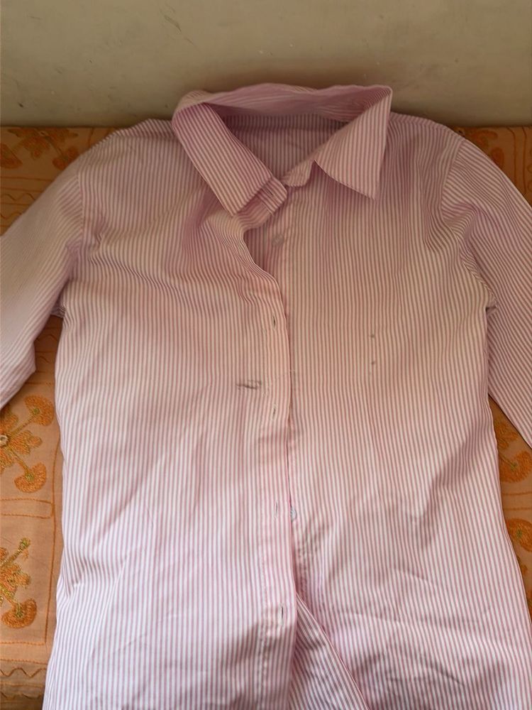 Pink Striped Button-Up Shirt