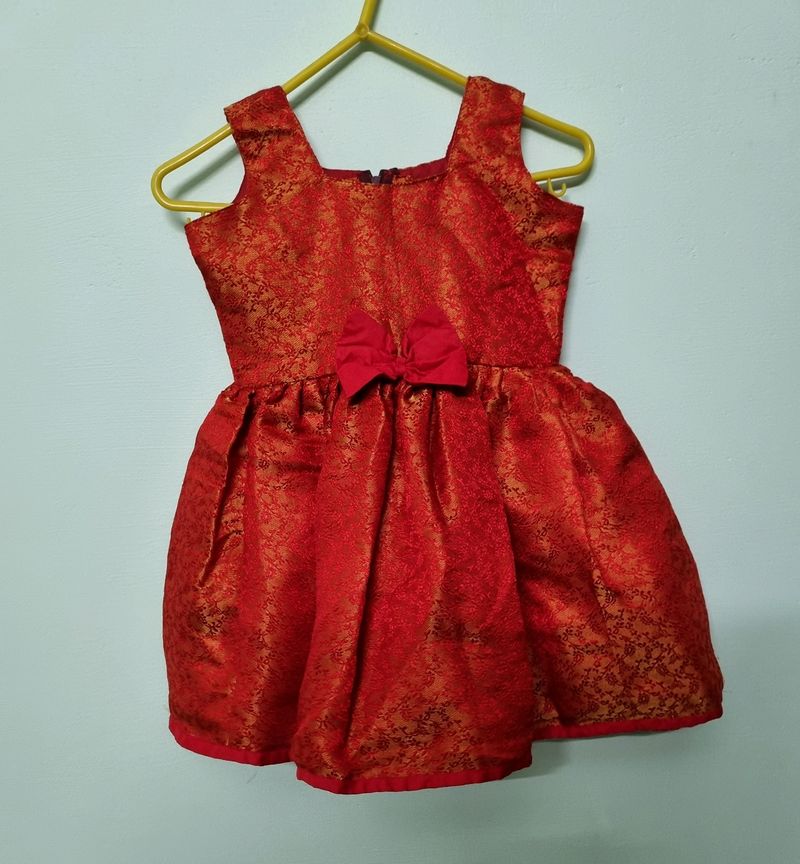 New Unused Red Silk Frock