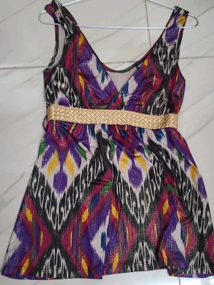 Vibrant Patterned Sleeveless Dress