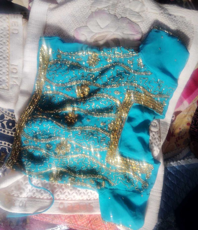 Embellished Blue Ethnic Blouse