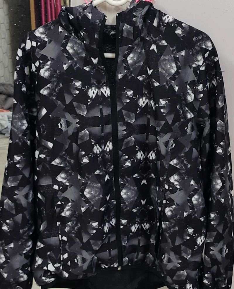 Geometric Print Hooded Jacket