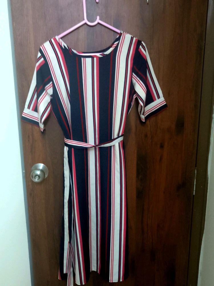 50% Off - Striped Dress With Belt