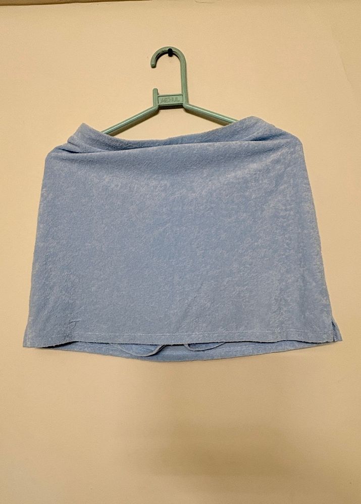 Light Blue Terrycloth Mini Skirt