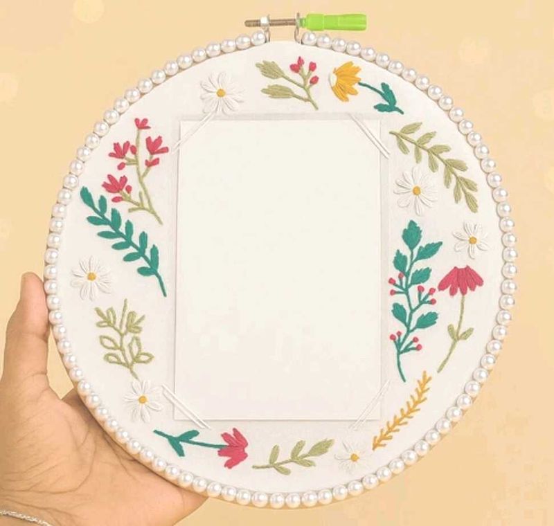 Floral Embroidered Photo Frame