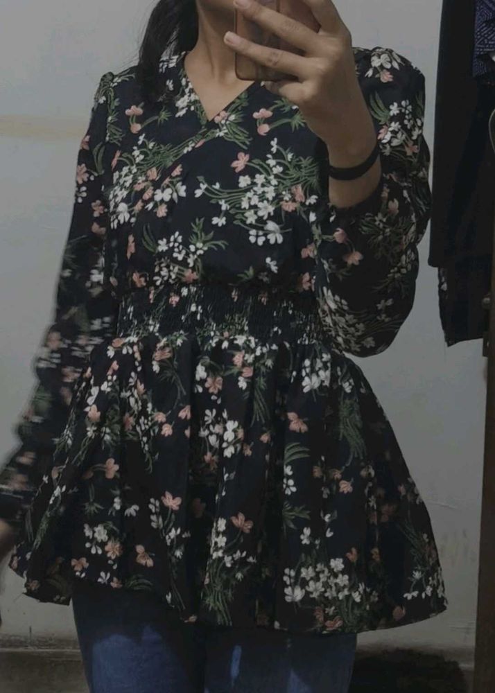 Floral Print Peplum Top