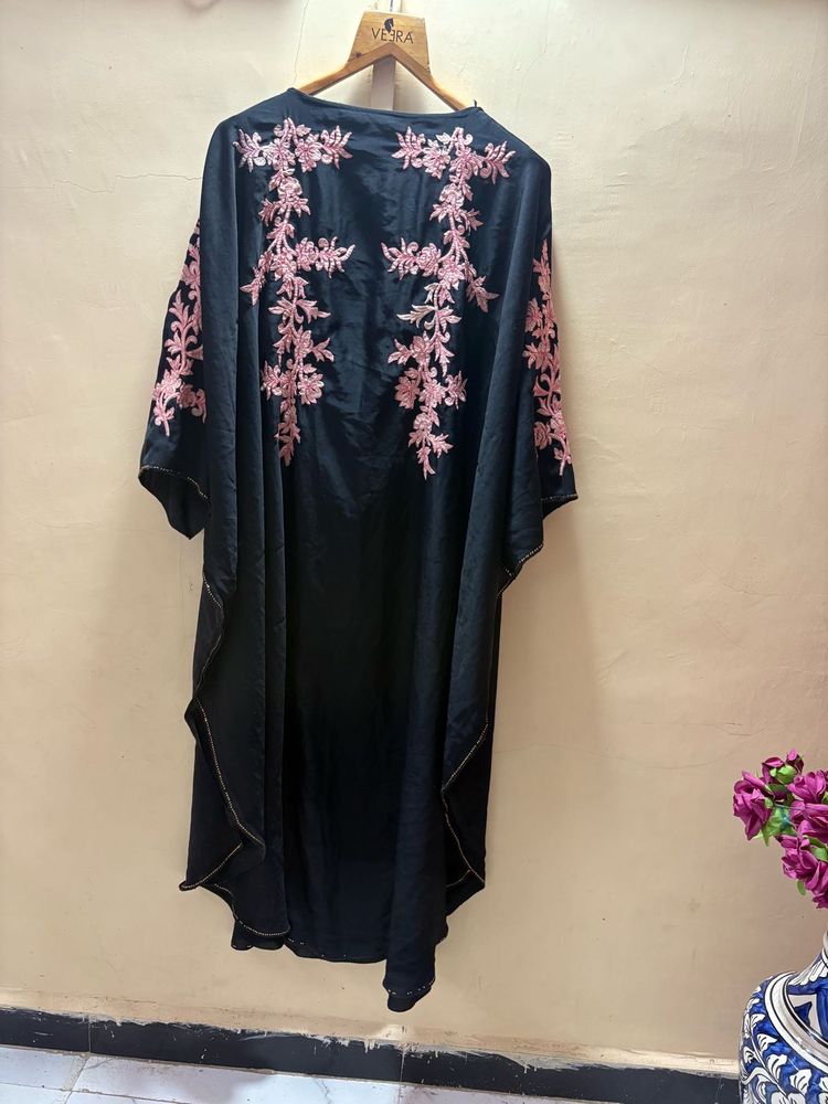 Black Embroidered Kaftan Gown