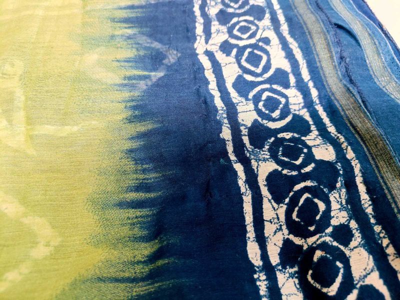 Blue &amp; olive green cotton stylish Saree