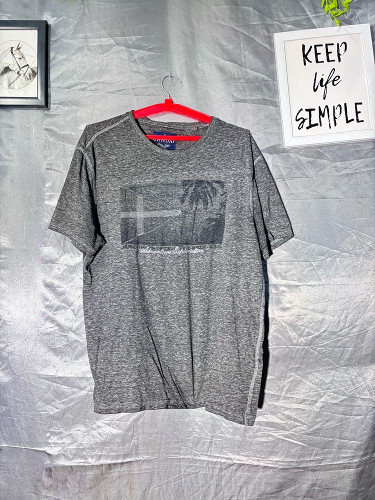 Grey Graphic Print T-Shirt